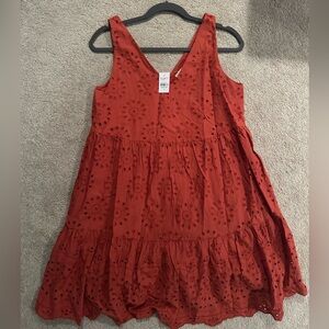 NWT-never worn, loft -burnt orange eyelet dress -size S